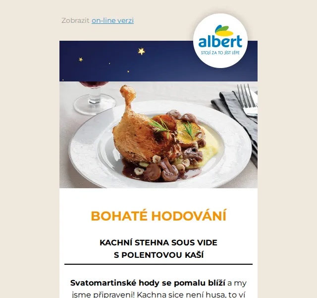 Albert: 3x svatomartinské hodování – recepty na kachnu – červen 2026 | Nuslet.cz
