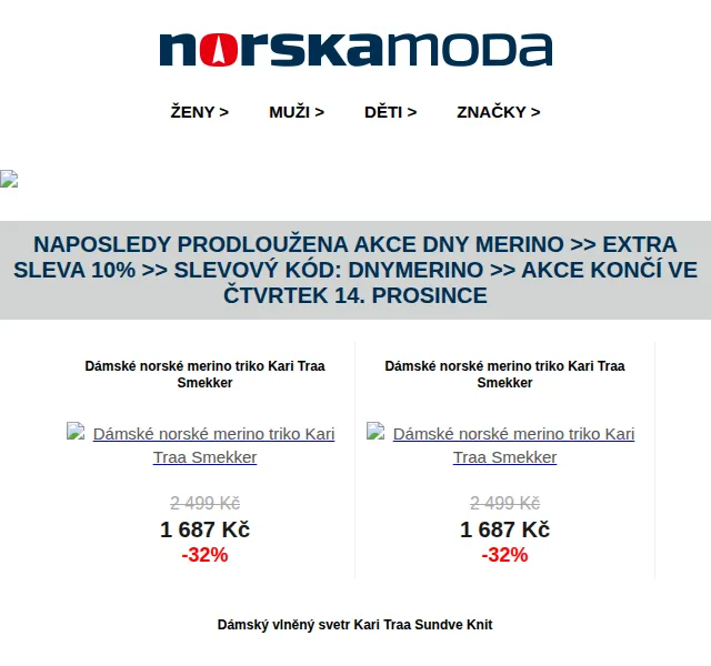 Norskamoda.cz: Dny Merino s extra 10% slevou – červen 2026 | Nuslet.cz