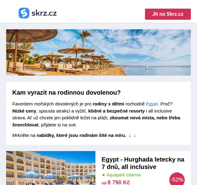 Skrz: Letní dovolená v Egyptě od 8 790 Kč – červenec 2026 | Nuslet.cz