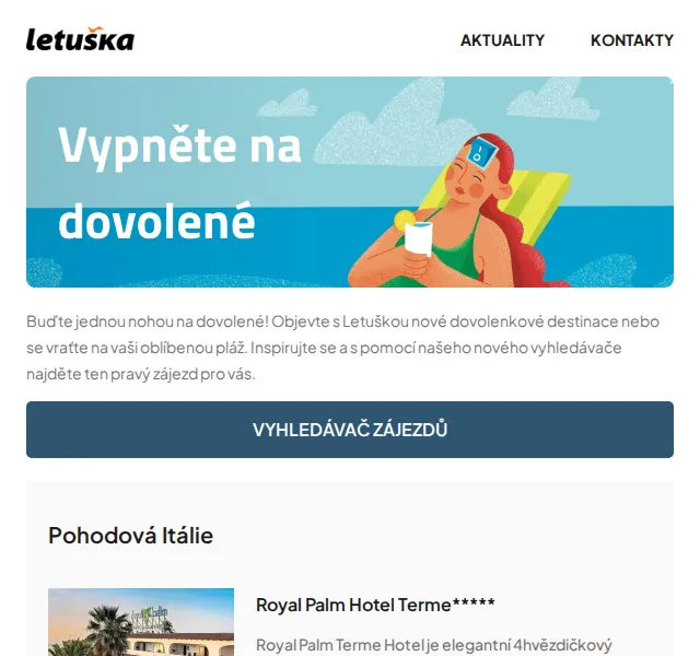 Letuška.cz: Zájezdy Itálie, Bulharsko, Kypr – červen 2026 | Nuslet.cz
