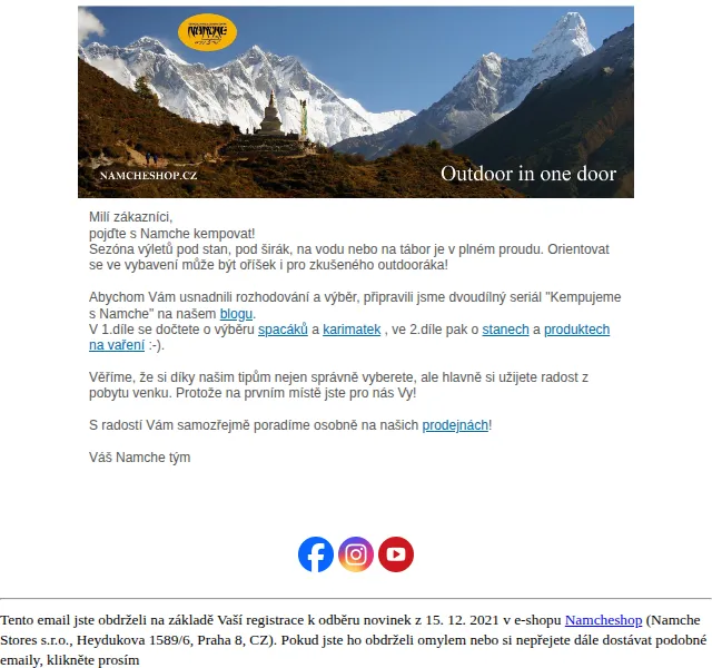 Namcheshop: Vybavení na kempování – červen 2026 | Nuslet.cz