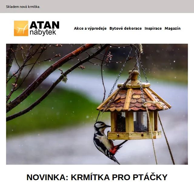 ATAN nábytek: Krmítka pro ptáčky – červen 2026 | Nuslet.cz