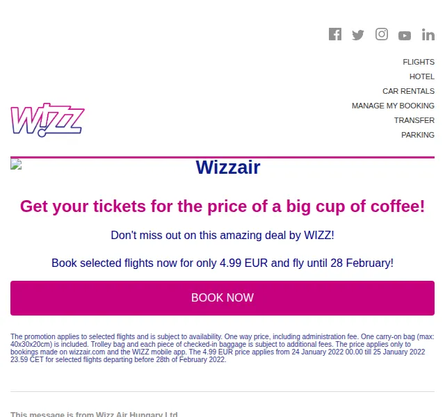 Wizz Air: Letenky od 4,99 EUR – červen 2026 | Nuslet.cz
