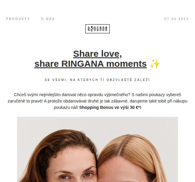 RINGANA: Shopping Bonus 30 € a sleva -10 % na pleť – květen 2026 | Nuslet.cz
