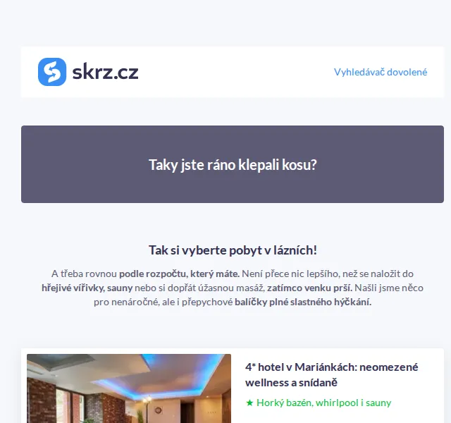 Vánoce na Skrz: Lázeňské pobyty do 5 000 Kč – červen 2026 | Nuslet.cz