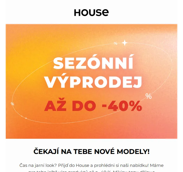 HOUSE: Sezónní výprodej až -40 % – červen 2026 | Nuslet.cz