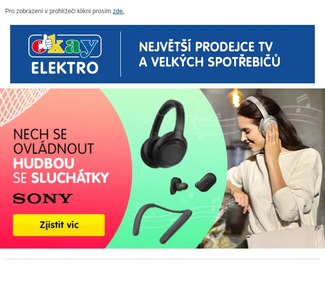 OKAY: Sluchátka Sony až 3499 Kč – červen 2026 | Nuslet.cz