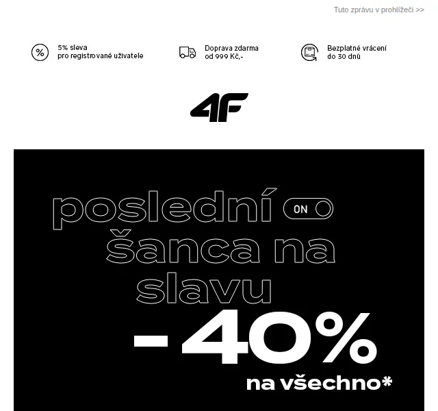 4Fstore: Black Friday sleva 40 % na vše – listopad 2021 | Nuslet.cz