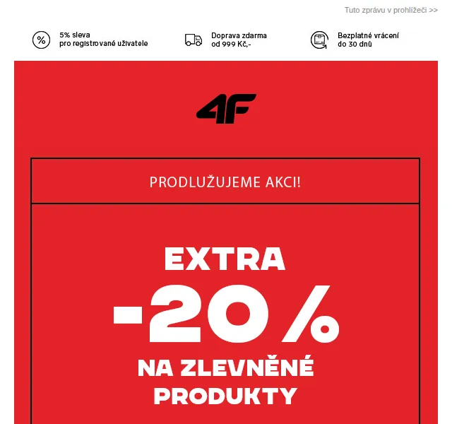 4Fstore: Extra 20% sleva na zlevněné produkty – červen 2026 | Nuslet.cz