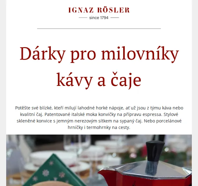 Ignazrosler.cz: Dárky pro milovníky kávy a čaje – červen 2026 | Nuslet.cz