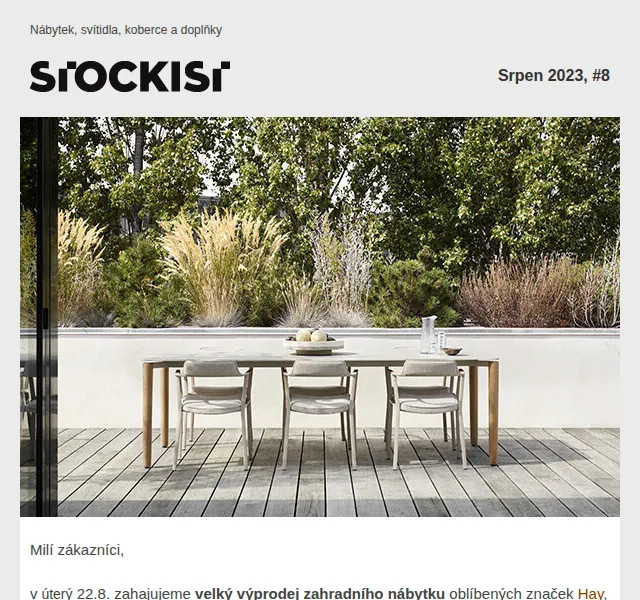 Stockist: Výprodej zahradního nábytku s 25% slevou – červen 2026 | Nuslet.cz