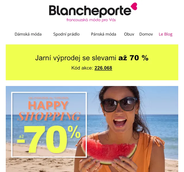 Blancheporte: Až -70 % | Prodloužený víkend – duben 2026