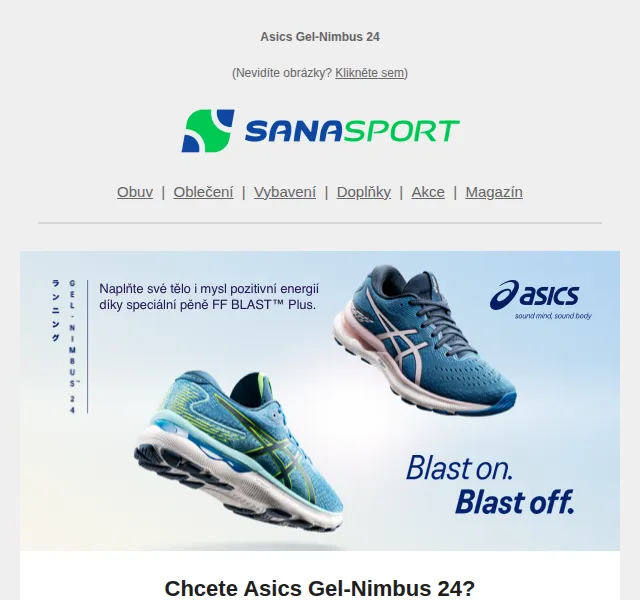 Sanasport: Asics Gel-Nimbus 24 – červen 2026 | Nuslet.cz