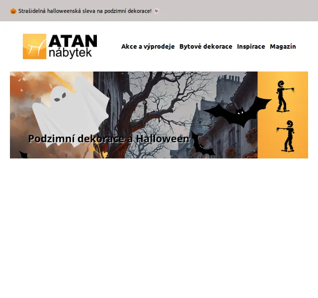 ATAN nábytek: Halloweenská sleva 4,99 % na dekorace – červenec 2026 | Nuslet.cz