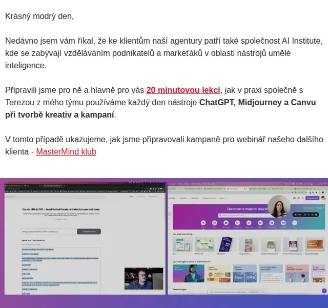 David Lörincz: Lekce zdarma – ChatGPT, Midjourney, Canva pro Meta reklamy – červenec 2026 | Nuslet.cz