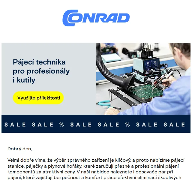 Conrad Electronic: Pájecí technika a cín až -53 % – červenec 2026 | Nuslet.cz