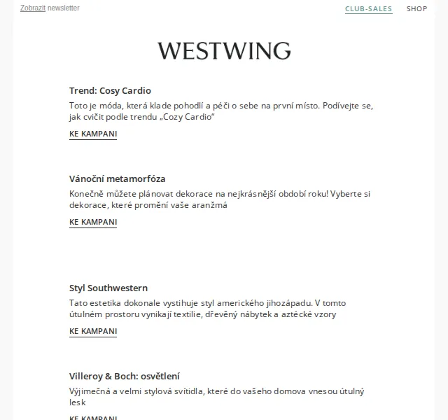 Westwing: Cosy Cardio a vánoční dekorace – červen 2026 | Nuslet.cz