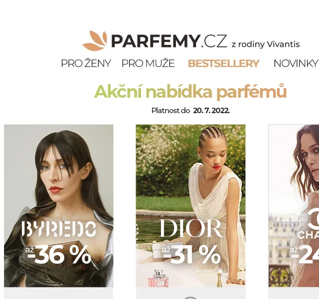 Parfemy.cz: Dior -31 %, Chanel -24 %, Byredo -36 % – červen 2026 | Nuslet.cz