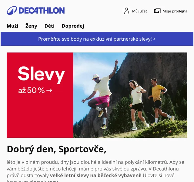 Decathlon: letní slevy běžecké obuvi -30 % – červenec 2026
