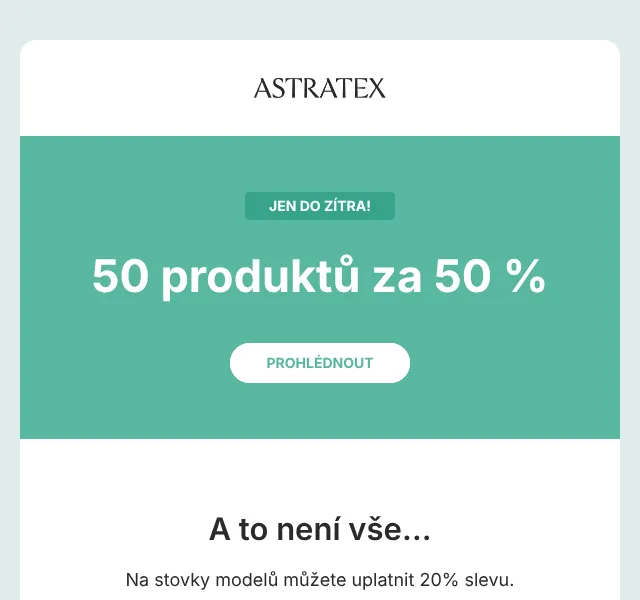 Astratex.cz: Slevy až 50 % – červenec 2026 | Nuslet.cz