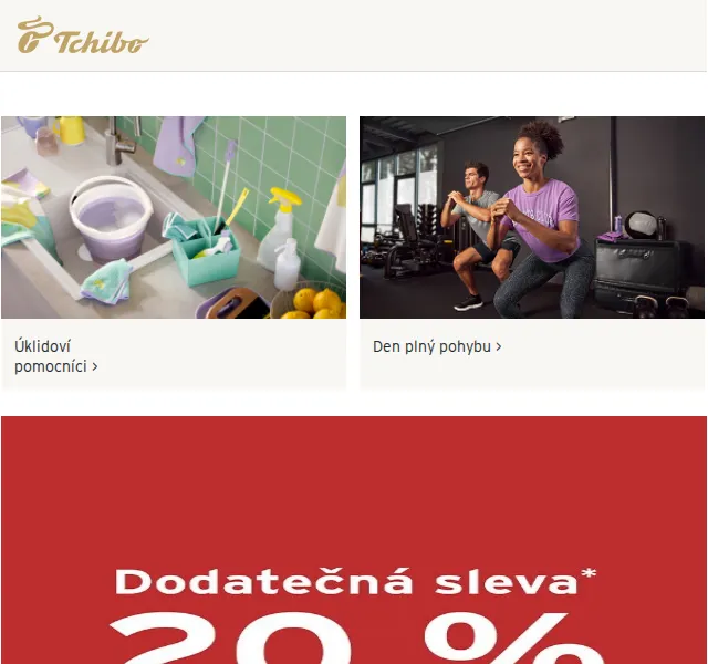 Tchibo: Sleva 20 % ve Slevovém obchodě – duben 2026