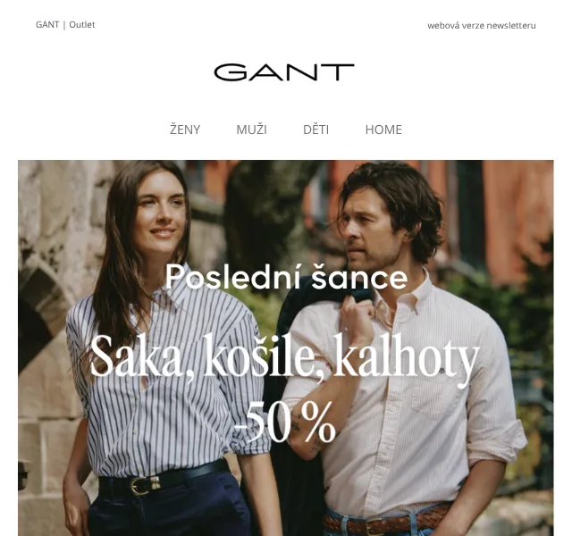 GANT: office oblečení až -50 % – srpen 2026
