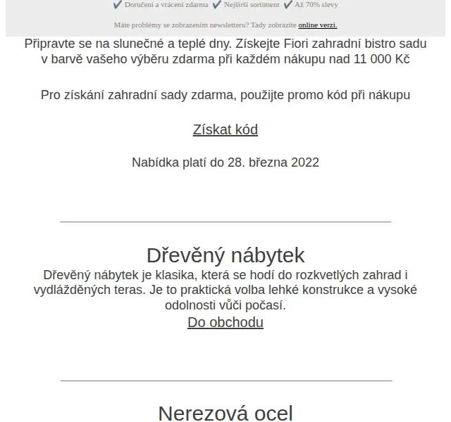 Beliani.cz: Zahradní bistro sada Fiori zdarma při nákupu nad 11 000 Kč – červen 2026 | Nuslet.cz
