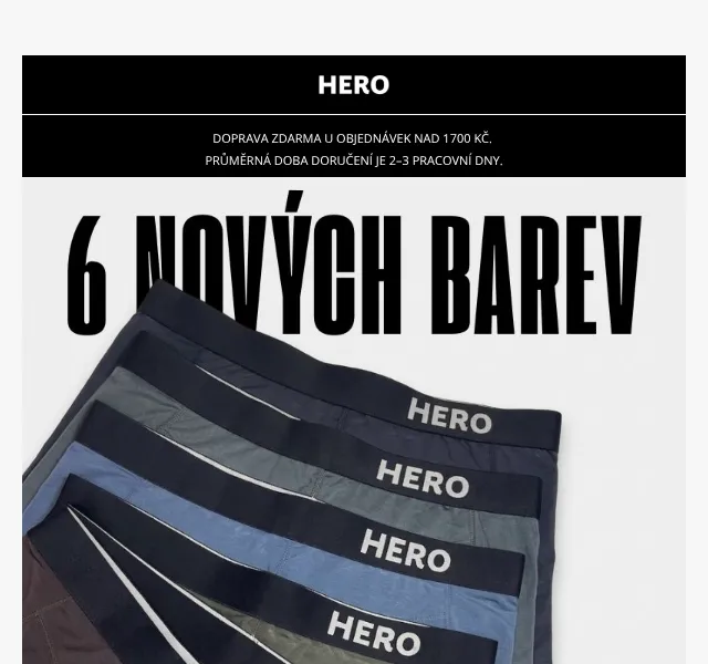 HERO: 6 nových barev boxerek + skladem – srpen 2026