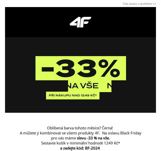 4Fstore: Black Friday sleva -33 % na vše – červen 2026 | Nuslet.cz
