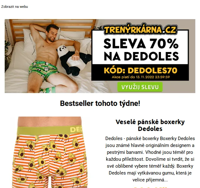 Trenýrkárna.cz: Dedoles boxerky se 70% slevou – červen 2026 | Nuslet.cz