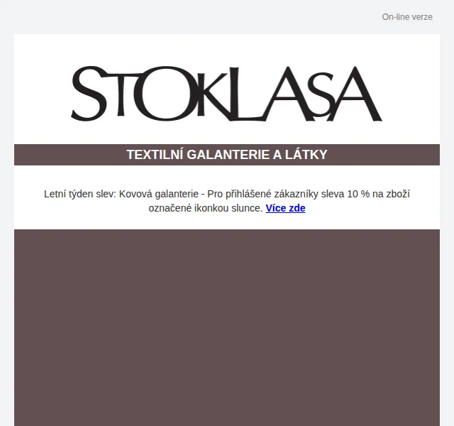 Stoklasa: Letní týdny slev – kovová galanterie 10 % – červen 2026 | Nuslet.cz