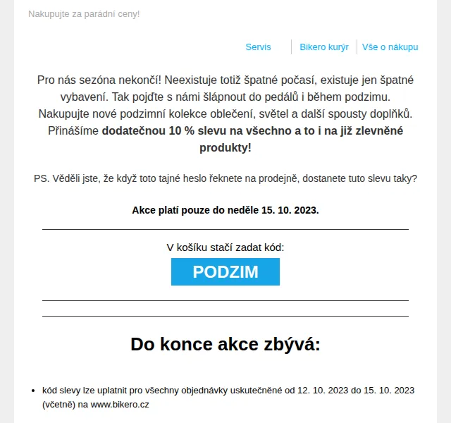 Czbikero: Podzimní 10% sleva na všechno – červen 2026 | Nuslet.cz