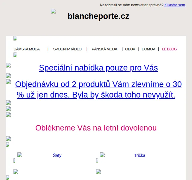 Blancheporte: Sleva 30 % při nákupu 2 produktů – červen 2026 | Nuslet.cz