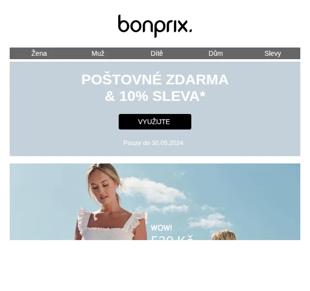 bonprix: Poštovné zdarma a 10% sleva – červenec 2026 | Nuslet.cz