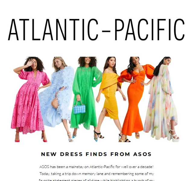 ATLANTIC-PACIFIC: Nové letní šaty z ASOS + Saks výprodej – červen 2026 | Nuslet.cz