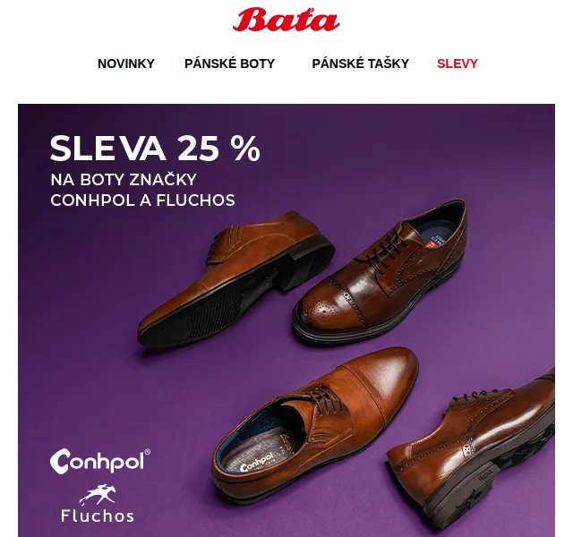 Baťa: Sleva 25 % na Conhpol a Fluchos – červen 2026 | Nuslet.cz