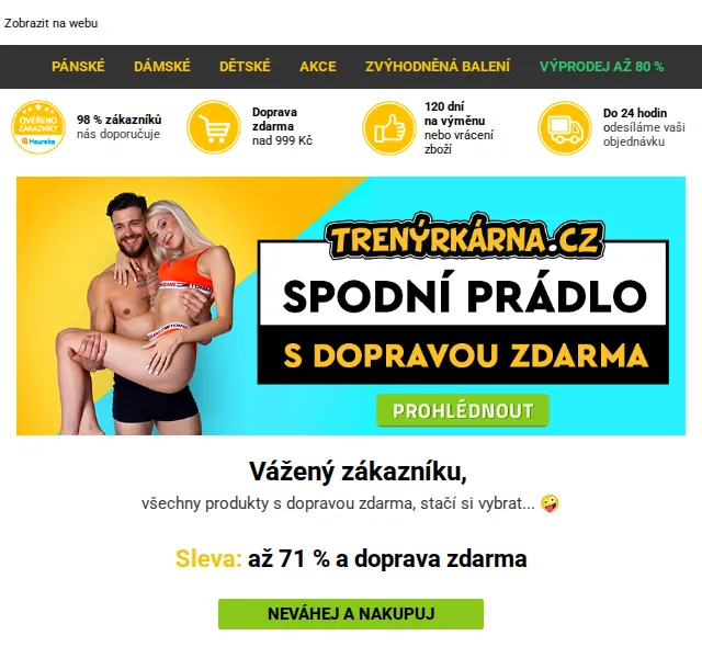Trenýrkárna.cz: boxerky Calvin Klein, Tommy Hilfiger až -71 % – červen 2026 | Nuslet.cz