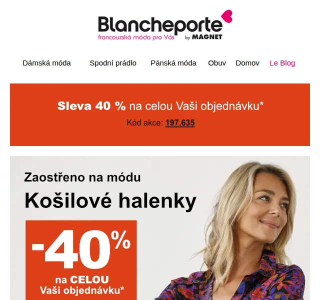 Blancheporte: -40 % na košile a halenky – červen 2026 | Nuslet.cz