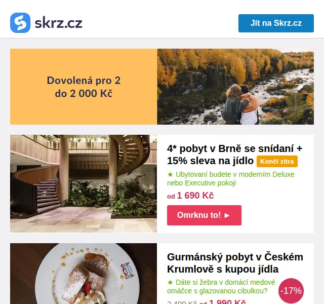 Vánoce na Skrz: Pobyty v ČR od 1 250 Kč – červenec 2026 | Nuslet.cz