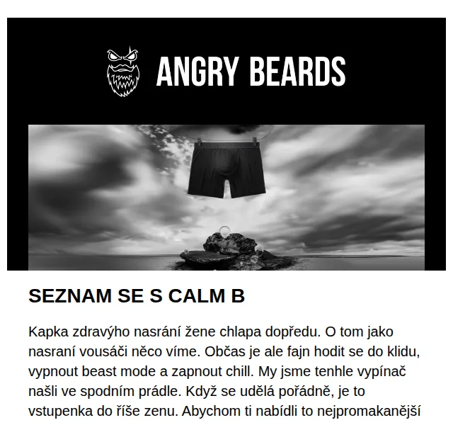 Angrybeards: Nová značka Calm B – spodní prádlo od 777 Kč – červen 2026 | Nuslet.cz