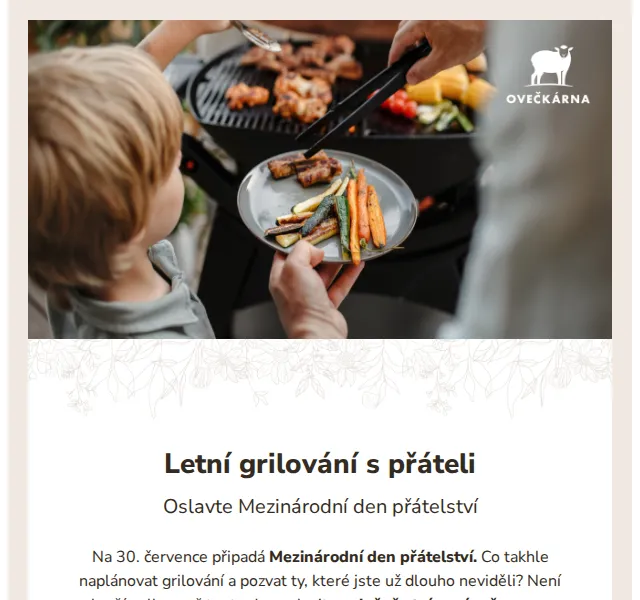Ovečkárna: letní grilování s přáteli – sleva 25 % na nazouváky – červenec 2026 | Nuslet.cz