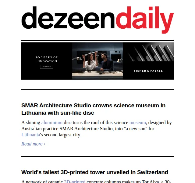 Dezeen Daily: Nová kolekce a designové zprávy – červenec 2026 | Nuslet.cz