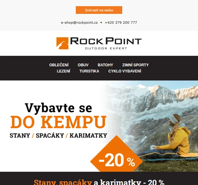 Rock Point: Stany, spacáky a karimatky se slevou 20 % – červen 2026 | Nuslet.cz