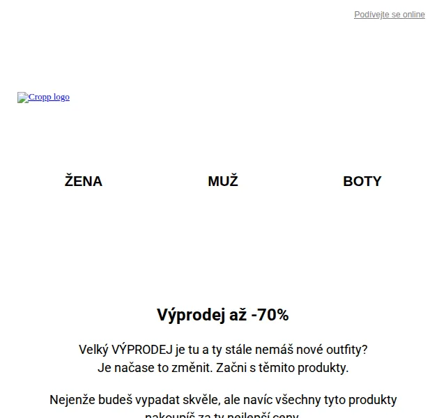 Cropp: velký výprodej až -70% – červen 2026 | Nuslet.cz