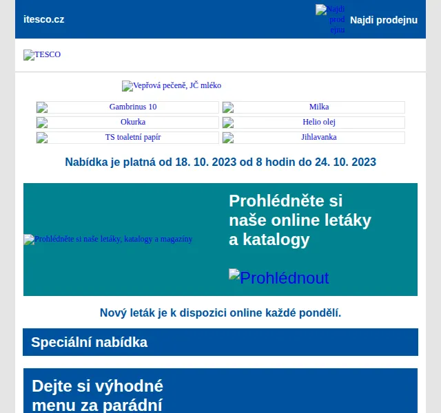 Tesco: Výhodné menu za 99,90 Kč – červen 2026 | Nuslet.cz