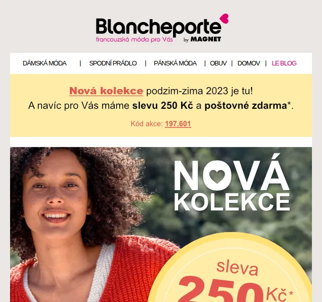 Blancheporte: nová kolekce Podzim/Zima a 250 Kč sleva – červen 2026 | Nuslet.cz