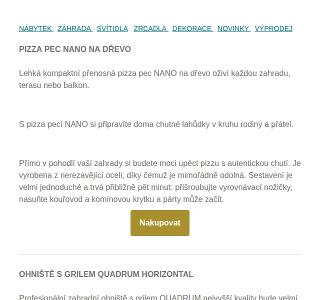 Estilofina-nabytek.cz - stylový domov: Pizza pec NANO a ohniště QUADRUM – červenec 2026 | Nuslet.cz