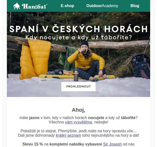 Hanibal: Spaní v českých horách s 15% slevou na Sir Joseph – červen 2026 | Nuslet.cz