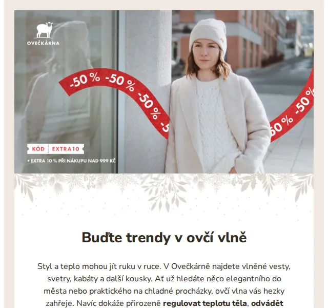 Ovečkárna: Sleva až 50 % + extra 10 % na vlněné kousky – červen 2026 | Nuslet.cz