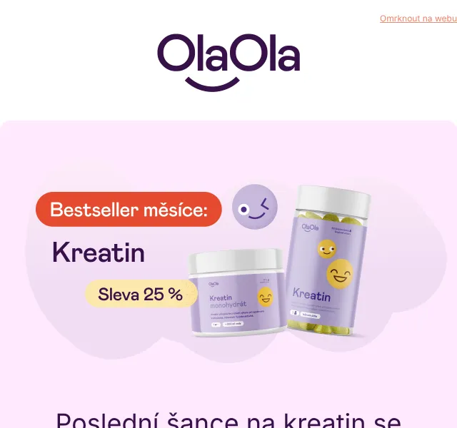 OlaOla: Kreatin se slevou 25 % – květen 2026 | Nuslet.cz